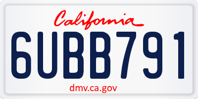 CA license plate 6UBB791