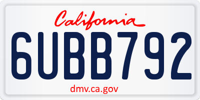 CA license plate 6UBB792