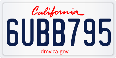 CA license plate 6UBB795