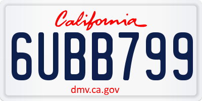 CA license plate 6UBB799