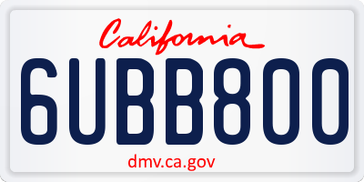 CA license plate 6UBB800