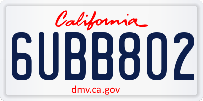 CA license plate 6UBB802