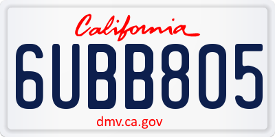 CA license plate 6UBB805