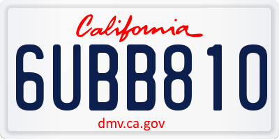 CA license plate 6UBB810
