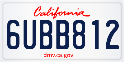 CA license plate 6UBB812