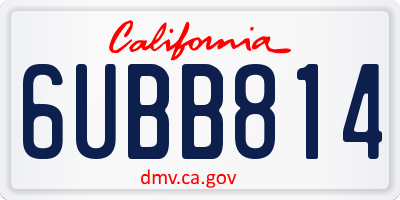 CA license plate 6UBB814