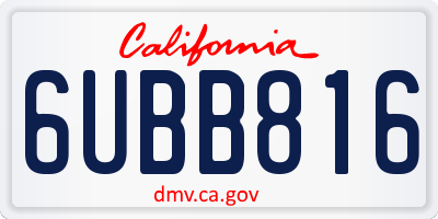 CA license plate 6UBB816