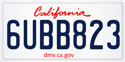 CA license plate 6UBB823