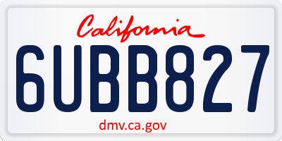 CA license plate 6UBB827