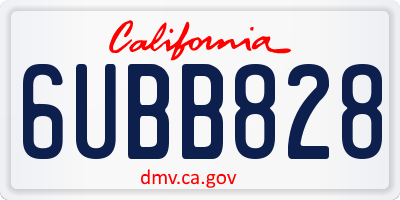 CA license plate 6UBB828