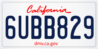 CA license plate 6UBB829