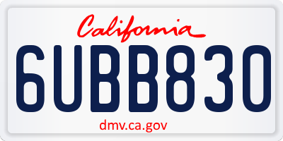CA license plate 6UBB830