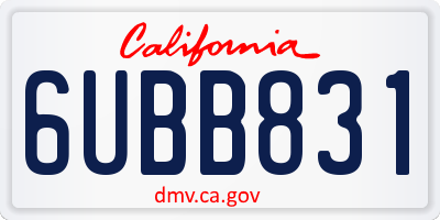 CA license plate 6UBB831