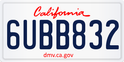 CA license plate 6UBB832