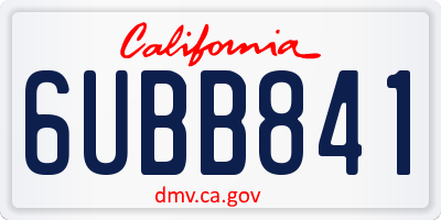 CA license plate 6UBB841