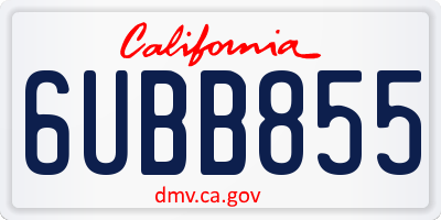 CA license plate 6UBB855