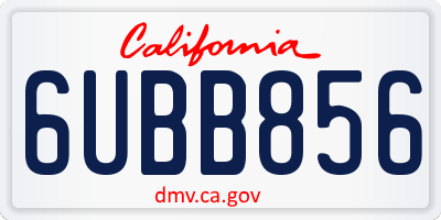 CA license plate 6UBB856