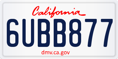 CA license plate 6UBB877
