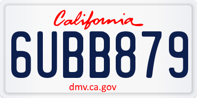 CA license plate 6UBB879