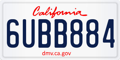 CA license plate 6UBB884