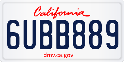 CA license plate 6UBB889