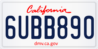 CA license plate 6UBB890