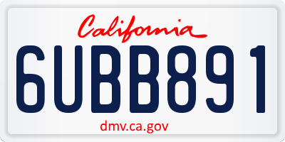 CA license plate 6UBB891