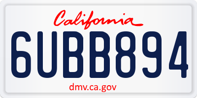 CA license plate 6UBB894