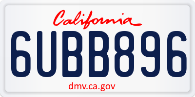 CA license plate 6UBB896