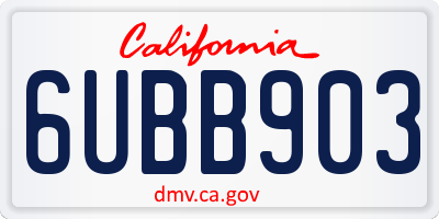 CA license plate 6UBB903