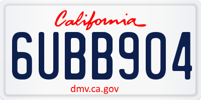 CA license plate 6UBB904