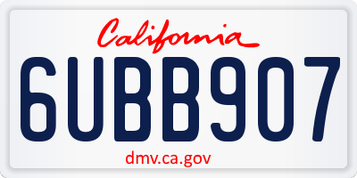 CA license plate 6UBB907