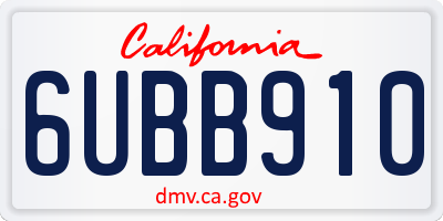 CA license plate 6UBB910