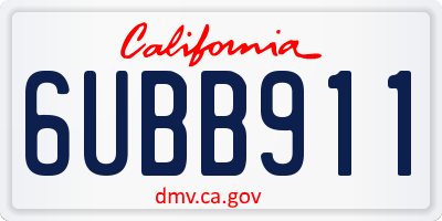 CA license plate 6UBB911