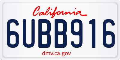 CA license plate 6UBB916