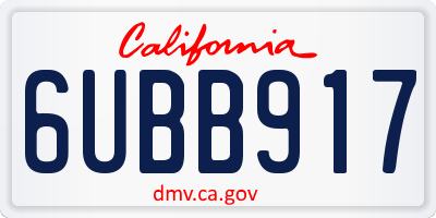 CA license plate 6UBB917