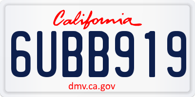CA license plate 6UBB919