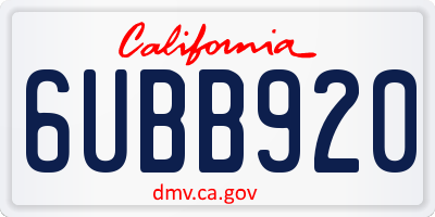CA license plate 6UBB920