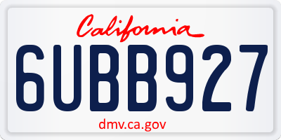 CA license plate 6UBB927