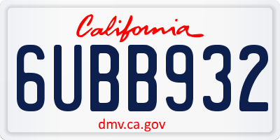CA license plate 6UBB932