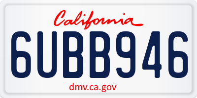 CA license plate 6UBB946