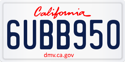 CA license plate 6UBB950