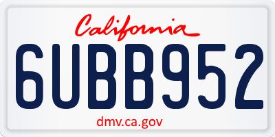 CA license plate 6UBB952