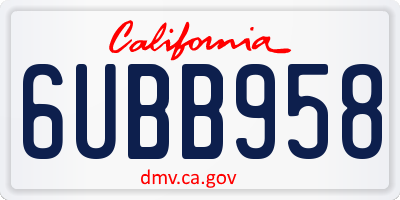 CA license plate 6UBB958