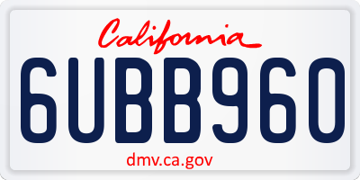 CA license plate 6UBB960