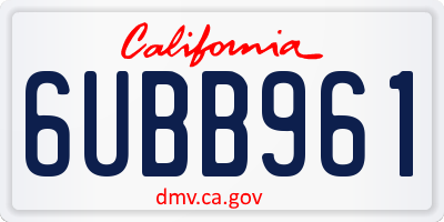 CA license plate 6UBB961