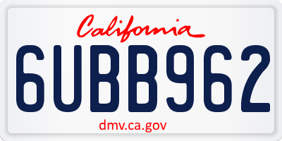 CA license plate 6UBB962