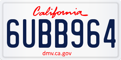 CA license plate 6UBB964