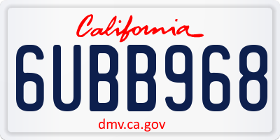 CA license plate 6UBB968