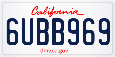 CA license plate 6UBB969